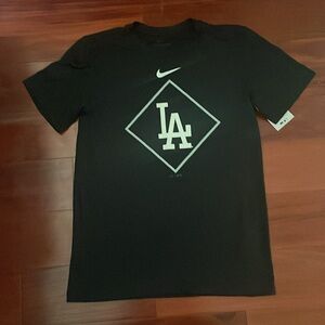 New Los Angeles LA Dodgers Baseball Nike Dri-Fit Black T-Shirt Top